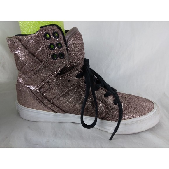 Supra Skytop Sneakers Skate Shoes Pink Metallic Rose Gold Womens Size 7 - Picture 6 of 11